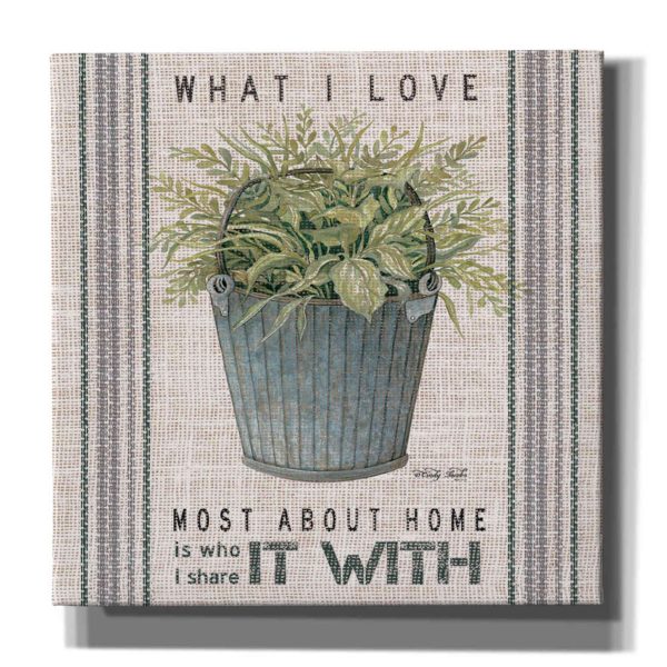 Galvanized Bucket What I Love  by Cindy Jacobs, Canvas Wall Art Discount