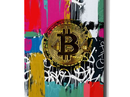 Cryptocurrency Bitcoin Graffiti 2-1  by Irena Orlov, Canvas Wall Art For Discount