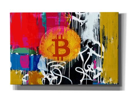 Cryptocurrency Bitcoin Graffiti 1  by Irena Orlov, Canvas Wall Art Online now