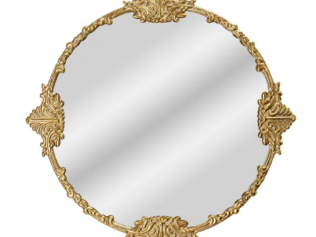 Beautiful Round Ornate Gold Frame Mirror 24  by Drew Barrymore Sale