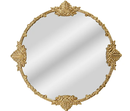 Beautiful Round Ornate Gold Frame Mirror 24  by Drew Barrymore Sale