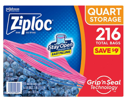 Ziploc Storage Quart Bags with New Stay Open Design,  216 ct.  Online Hot Sale