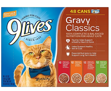 9 Lives Gravy Classics Wet Cat Food Variety Pack, 48 pk. Discount