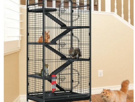 Dextrus 52-inch Metal Pet Cage with Mobile Stand for Indoor and Outdoor Use, Suitable for Squirrel, Guinea Pig, Bunny, Feline, and Rabbit Online Hot Sale