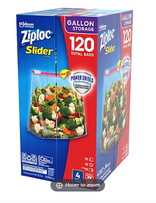 Ziploc 1-Gal. Slider Storage Bags, 120 pk. For Sale