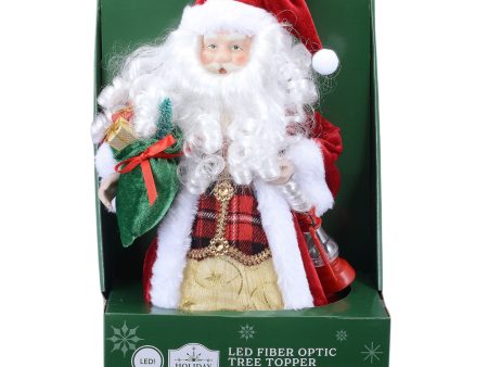 12  LED Fiber Optic Multicolor Santa Christmas Tree Topper, 0.79 lb, by Holiday Time Discount