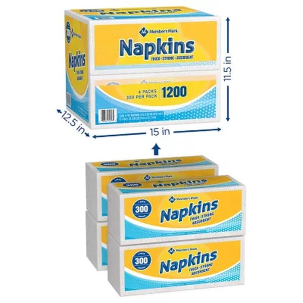 1-Ply Everyday White Napkins, 11.4  X 12.5  (4 Pk., 300 Ct. per Pack) Cheap