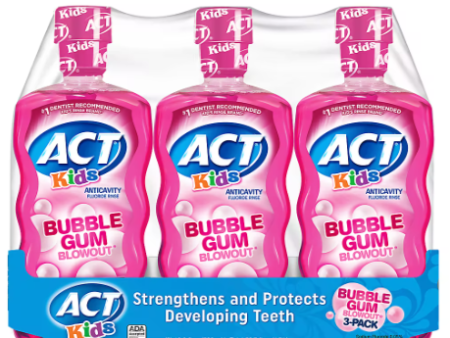 ACT Kids Bubblegum Blowout Anti-Cavity Rinse, 3 ct. 16.9 oz. Online Sale