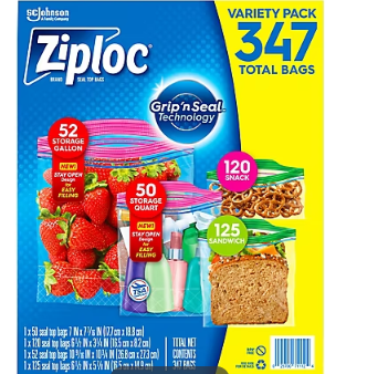 Ziploc Storage Bag Variety Pack, 347 pk. For Cheap