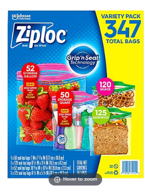 Ziploc Storage Bag Variety Pack, 347 pk. For Cheap