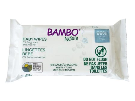 Bambo Nature Baby Wipes, 99% Water, 0% Fragrance and Alcohol Hot on Sale