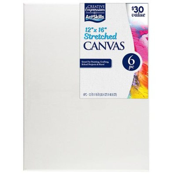 Artskills 12  X 16  Stretched Canvas for Arts and Crafts, 6 Pack Supply