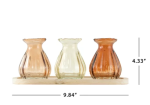 3 Pc Indoor Decorative Translucent Glass Tabletop Bud Vase Set with Natural Wood Base Tray Online