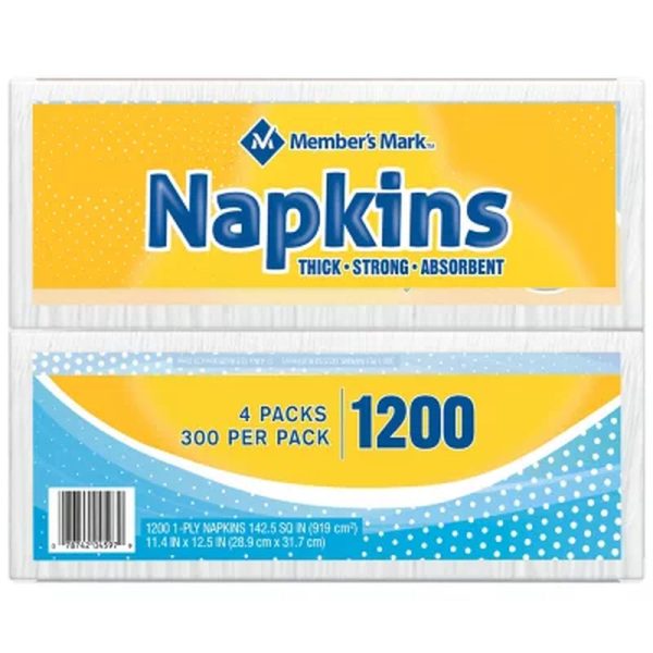 1-Ply Everyday White Napkins, 11.4  X 12.5  (4 Pk., 300 Ct. per Pack) Cheap