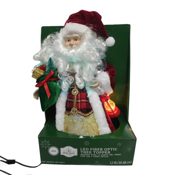 12  LED Fiber Optic Multicolor Santa Christmas Tree Topper, 0.79 lb, by Holiday Time Discount