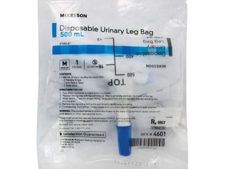 McKesson Urinary Leg Bag with Anti-Reflux Valve, 500 mL on Sale