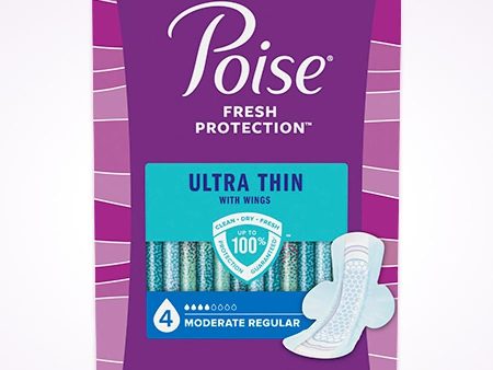 Poise Ultra Thin Pads, 4 Drops Moderate Absorbency, Regular Length Hot on Sale