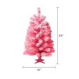 24 in Pre-Lit Pink Artificial Christmas Tree with 35 Warm White LED Lights and Stand, by Holiday Time Sale