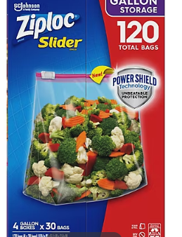 Ziploc 1-Gal. Slider Storage Bags, 120 pk. For Sale