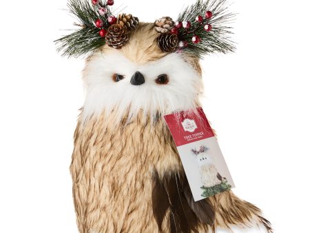 Brown Owl Christmas Tree Topper, 11.4 in, by Holiday Time For Sale