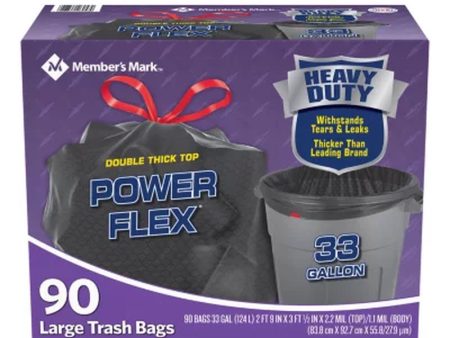 33-Gallon Power Flex Drawstring Trash Bags (90 Ct.) Supply