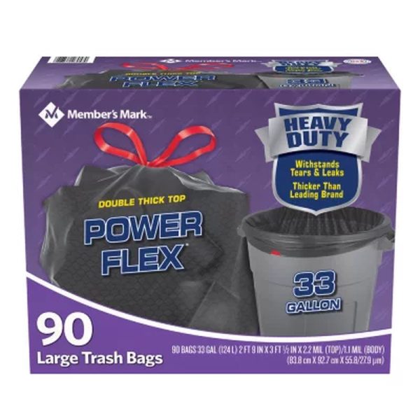 33-Gallon Power Flex Drawstring Trash Bags (90 Ct.) Supply