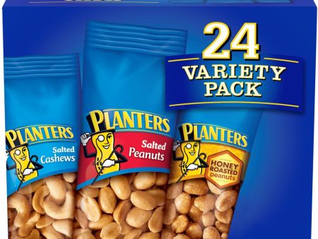 Salted Cashews, Salted Peanuts & Honey Roasted Peanuts Variety Pack, 24 Ct Packs Online