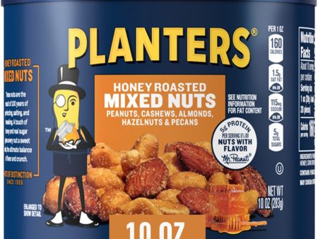 Honey Roasted Mixed Nuts, Party Snacks, Plant-Based Protein, 10 Oz Canister Hot on Sale