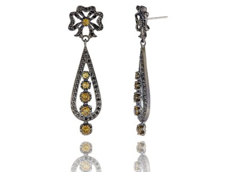 Sterling Silver Statement Earrings with Black Spinel & Citrine For Cheap