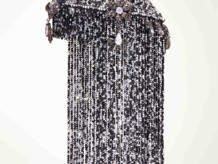 MCL Design Jeweled Beaded Black & White Headdress Online Sale