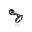 Sterling Silver Stack Ring With Black Spinel & Black Pearls Sale