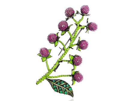 Blackberry Pin in Silver with Chartreuse and Dark Grape Enamels Online now