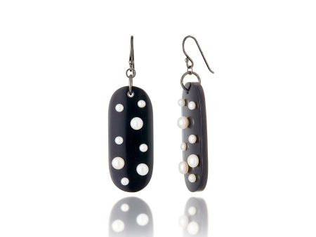 MCL Design Statement Earrings with Black Rhodium Plated Sterling Silver & White Pearls For Discount