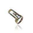 Sterling Silver Statement Ring with Green Agate, Yellow Sapphires, Black Spinel & Blue Topaz For Sale