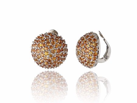 Sterling Silver Stud Earring Clips With Orange Sapphire For Discount