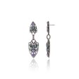 Sterling Silver Statement Earrings With Pink Sapphire, Green Agate & Amethyst For Discount