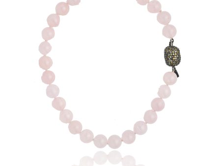 Beaded Statement Necklace with Sterling Silver, Mixed Army Sapphires & Rose Quartz For Cheap