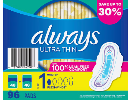 Always Ultra Thin Regular Pads with Flexi-Wings, 96 ct. Online Sale