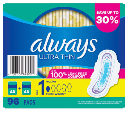 Always Ultra Thin Regular Pads with Flexi-Wings, 96 ct. Online Sale