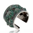 MCL Design Sterling Silver Cuff Bracelet with True Green Glitter Enamel & Black Spinel Discount