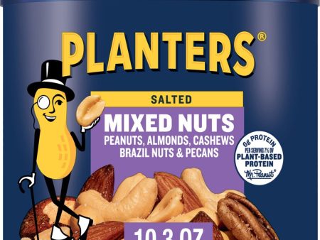 Salted Mixed Nuts, Party Snacks, Plant-Based Protein 10.3Oz (1 Canister) Online Sale