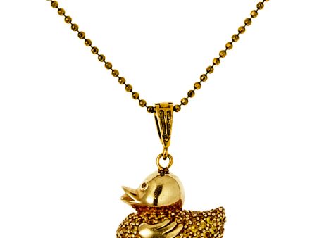 Gold-Plated Rubber Duckie Silver Pendant Necklace with Yellow Sapphires, Gold Hematite & Hematite Cheap