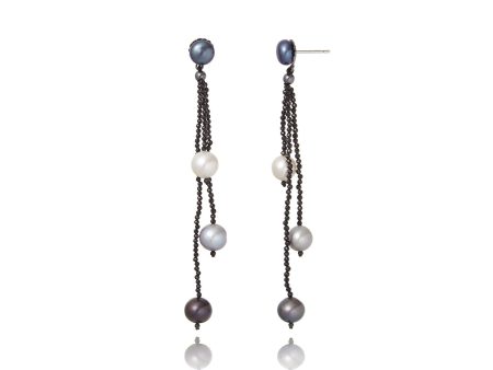 Sterling Silver Statement Earrings With Mixed Pearls Cheap