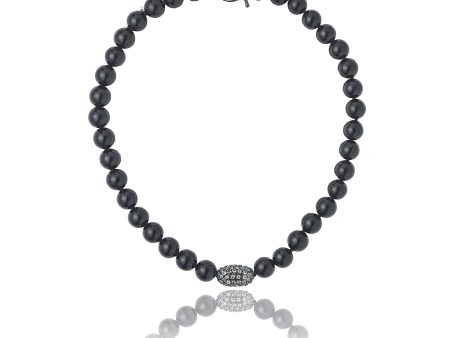 Beaded Necklace with Sterling Silver, Moonstones & Black Onyx For Discount