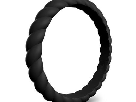 Braided Stackable Silicone Ring - Stealth Black Cheap