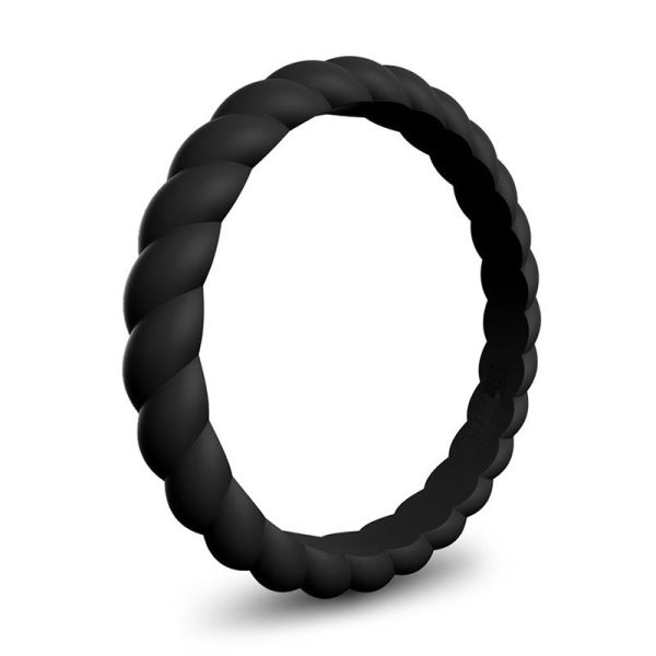 Braided Stackable Silicone Ring - Stealth Black Cheap