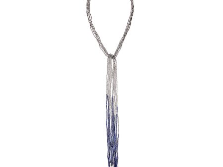 Sterling Silver Tassel Necklace With Mixed Sapphires, Lapis & Hematite Hot on Sale