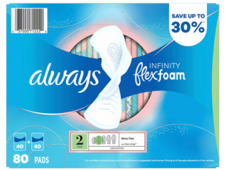 Always Infinity FlexFoam Size 2 Heavy Pads with Wings, 80 ct. - Unscented Cheap