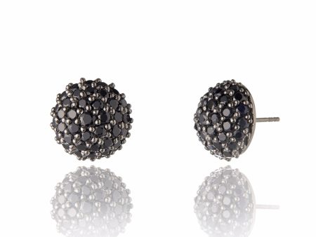 Sterling Silver Stud Earrings with Black Spinel Hot on Sale