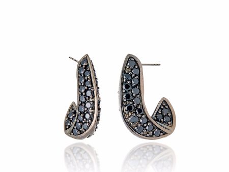 Sterling Silver Statement Earrings With Black Spinel Hot on Sale